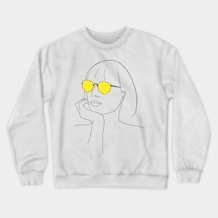 Girl With Yellow Sunglasses Crewneck Sweatshirt